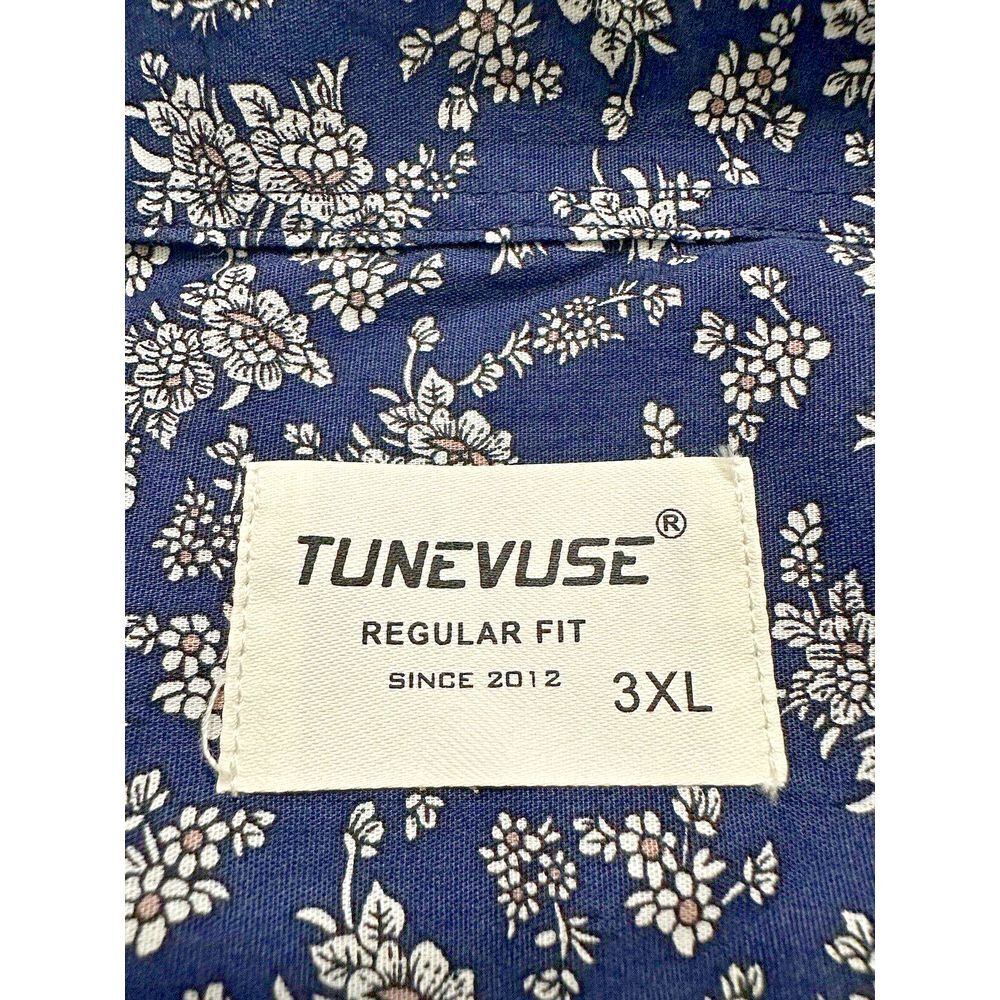 TUNEVUSE Mens Button Down Short Sleeve 3XL Reg Fit Floral Navy - Picture 7 of 8